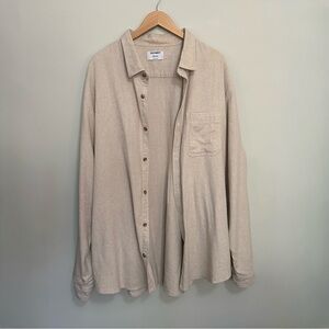 Old Navy Double Brushed Beige Flannel Shirt Men's Size 3XLT